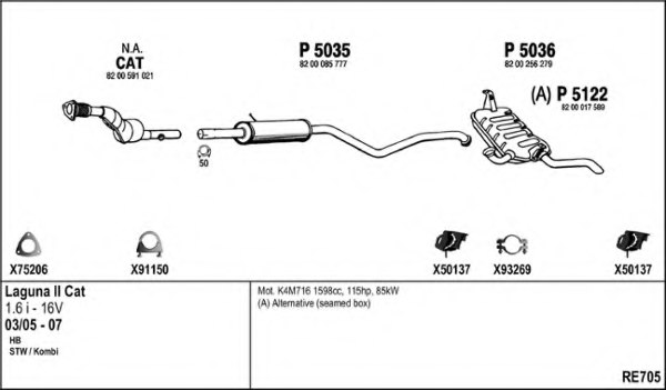 FENNO RE705 Exhaust System